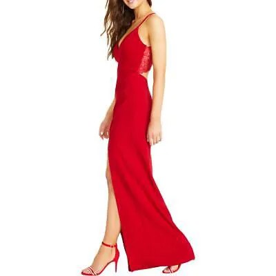 Женское красное вечернее платье изумрудного цвета с разрезом по бокам и кружевной спинкой S BHFO 7026