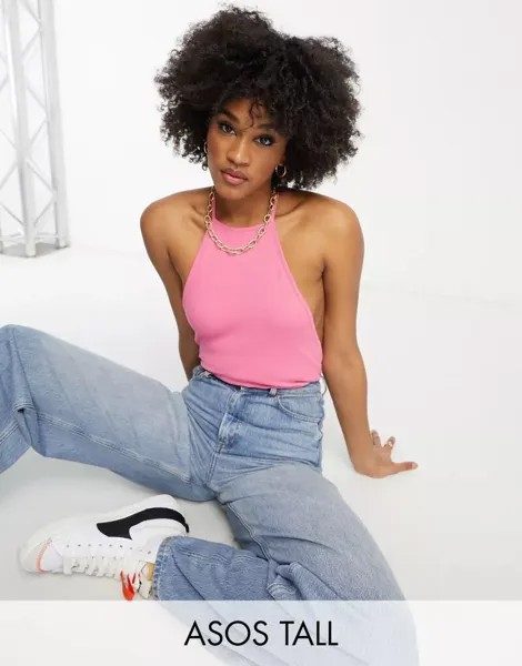 ASOS DESIGN Tall — розовое боди в рубчик T-design