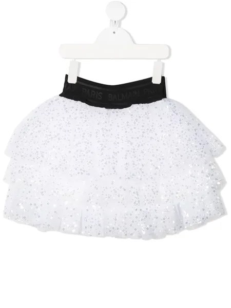 Balmain Kids пышная юбка с пайетками
