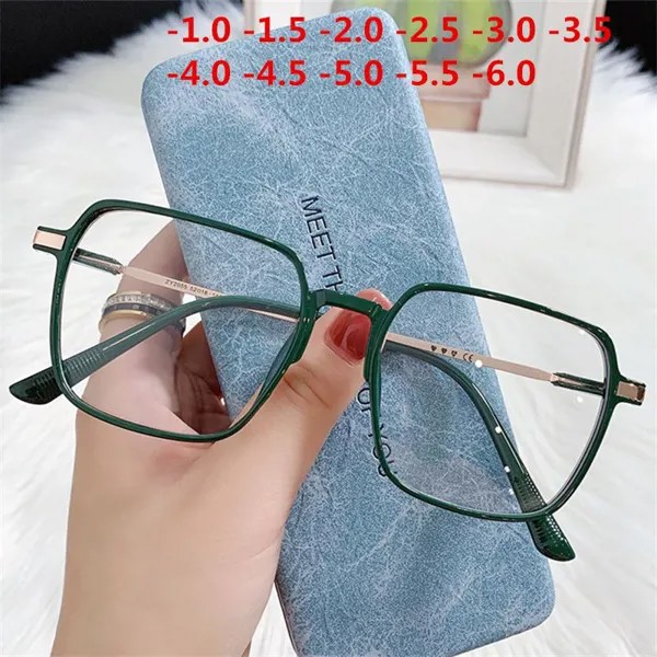 Квадратные очки Myopia для женщин Мужчины Мода Рамка Большая рамка Студент Рецепт -1.0 до -6.0