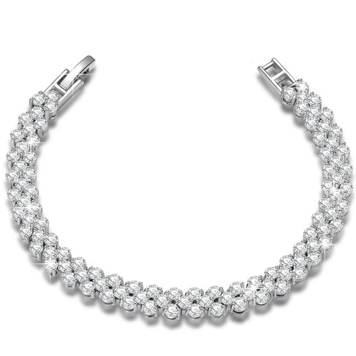 Браслет SWAROVSKI, кристаллы Swarovski, размер 16 см, серебристый
