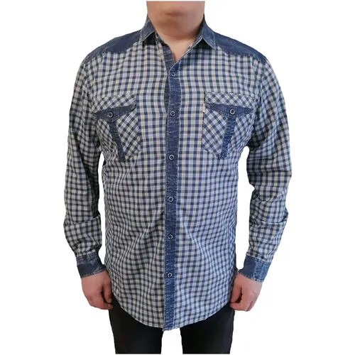 Рубашка , размер 48-50, серый, синий