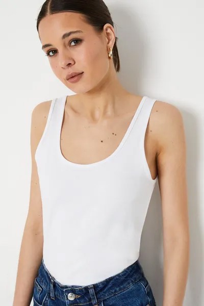 Высокая хлопковая майка с круглым вырезом Dorothy Perkins, белый