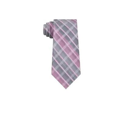 Мужской розовый шелковый галстук в клетку CALVIN KLEIN, классический галстук на шею CALVIN KLEIN