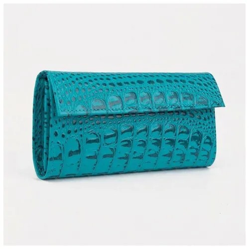 Кошелек CAIMAN, фактура под рептилию, бирюзовый