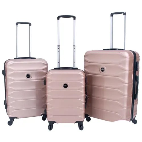 Комплект чемоданов , 3 шт., 91 л, размер S/M/L, бесцветный, розовый