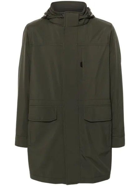 Brioni пальто с капюшоном и кулиской, зеленый