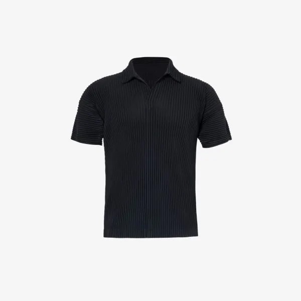 Трикотажная рубашка-поло стандартного кроя со складками Homme Plisse Issey Miyake, черный