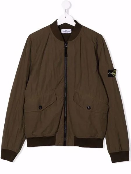 Stone Island Junior бомбер с нашивкой-логотипом