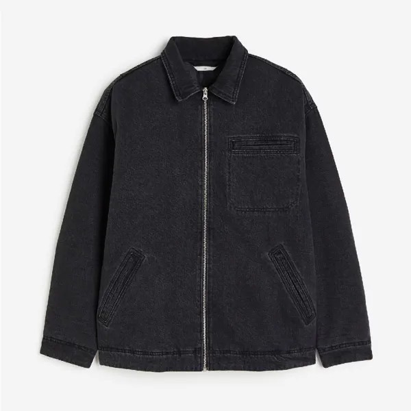 Джинсовая куртка H&M Relaxed Fit Padded, черный