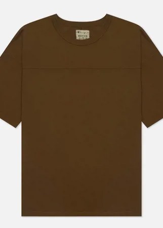 Мужская футболка Champion Reverse Weave Organic Cotton Crew Neck Custom Fit, цвет оливковый, размер S