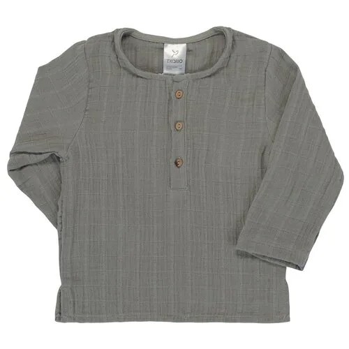 Рубашка из хлопкового муслина серого цвета из коллекции Essential 18-24M
