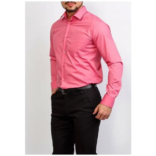 Рубашка мужская длинный рукав CASINO c620/15/142/Z, Полуприталенный силуэт / Regular fit, цвет Розовый, рост 174-184, размер ворота 44