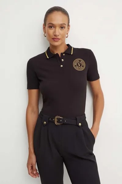 Хлопковое поло Versace Jeans Couture, черный