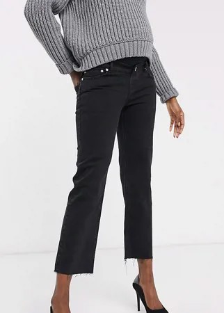 Черные эластичные джинсы с укороченными расклешенными штанинами и завышенной талией ASOS DESIGN Maternity-Черный