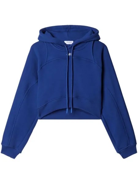 Off-White укороченное худи с логотипом Off Stamp, синий