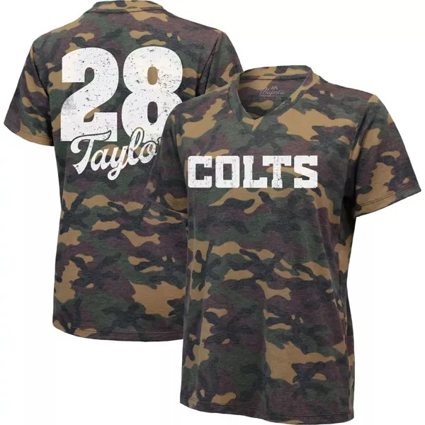Женская камуфляжная футболка Jonathan Taylor Indianapolis Colts с v-образным вырезом имени и номера