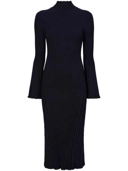 Proenza Schouler платье миди в рубчик с высоким воротником, синий
