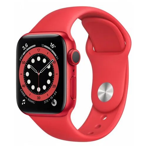 Умные часы Apple Watch Series 6, 44 мм, корпус из алюминия цвета (PRODUCT)RED, спортивный ремешок красного цвета