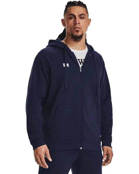 Худи Under Armour Rival Fleece Full Zip, цвет Midnight Navy/White