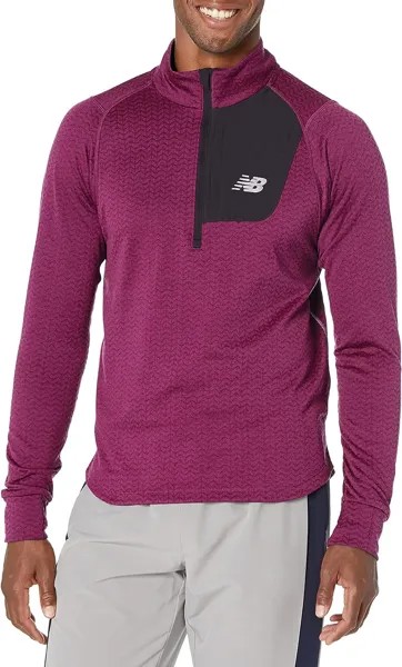 Лонгслив для бега New Balance Men's Nb Half Zip, малиновый