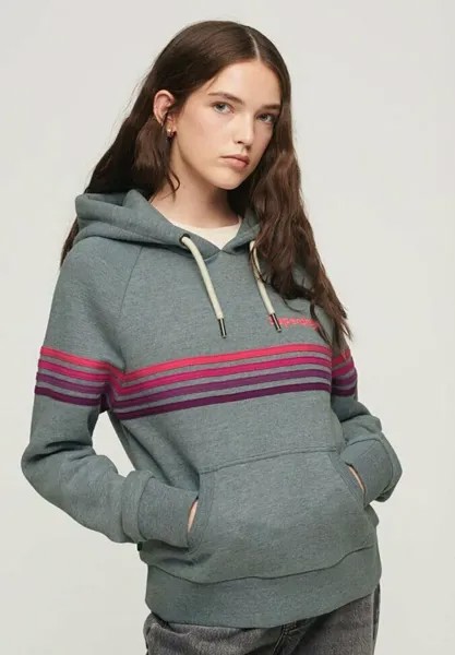 Толстовка RAINBOW STRIPE LOGO Superdry, стираный деним синий меланжевый