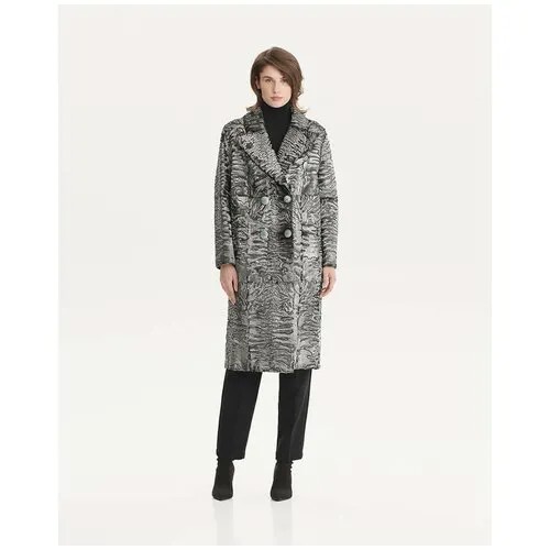 Пальто Fabio Gavazzi, каракуль, силуэт прямой, карманы, размер 44, серый
