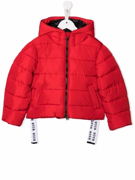 MSGM Kids пуховик с вышитым логотипом