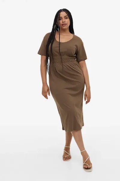 Платье из джерси со сборкой на талии H&M, коричневый