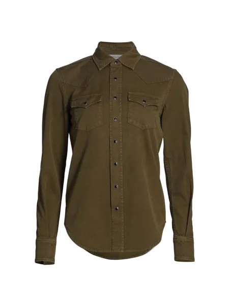 Классическая западная рубашка Saint Laurent, хаки