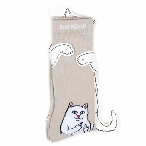 Носки RIPNDIP Носки с котом Лордом Нермалом Ripndip Socks, размер Универсальный, бежевый