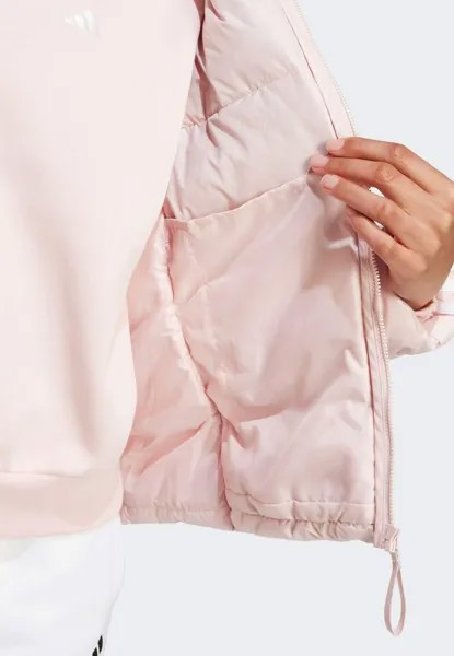 Пуховик ESSENTIALS 3-STRIPES MID DOWN HOODED adidas, светло-розовый