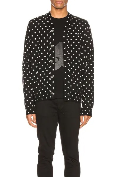 Кардиган Comme des Garçons Dot Print Wool With Black Emblem, цвет Black & Natural