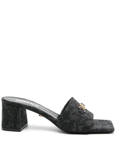 Versace мюли с жаккардовым узором Barocco, черный