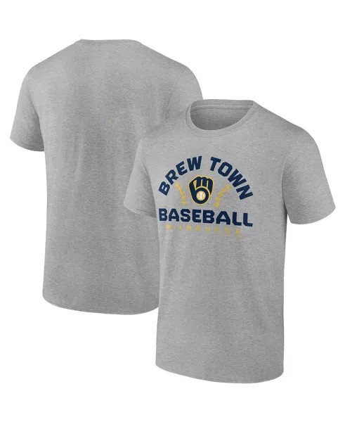 Мужская серая футболка с логотипом Milwaukee Brewers Iconic Go for Two Fanatics