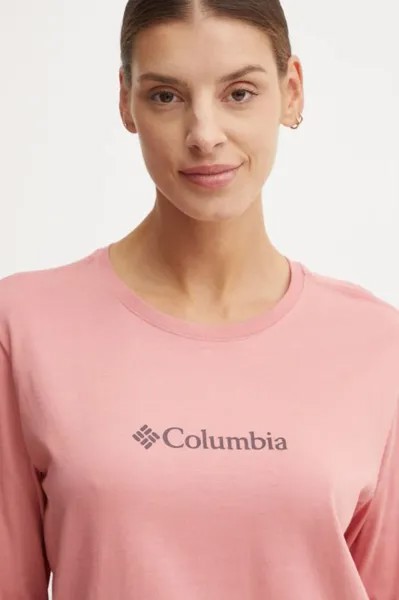 Хлопковая рубашка с длинным рукавом Columbia, розовый