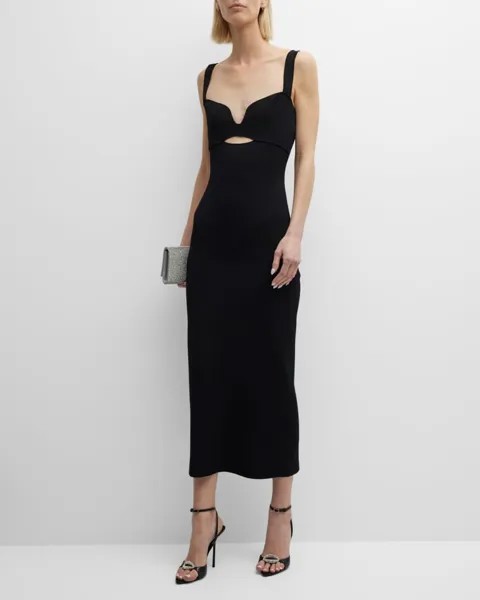 Трикотажное платье миди без рукавов с вырезом сердечком Roland Mouret
