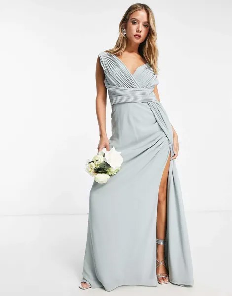 Платье макси TFNC Bridesmaid с глубоким вырезом спереди
