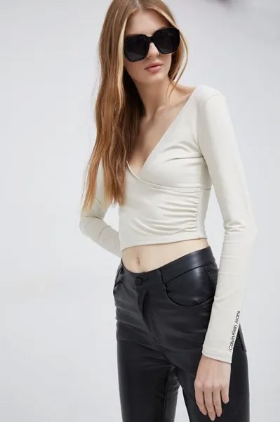 Лонгслив Calvin Klein Jeans, бежевый