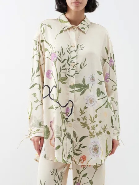 Атласная рубашка cecilia paraiso с цветочным принтом Agua By Agua Bendita, белый