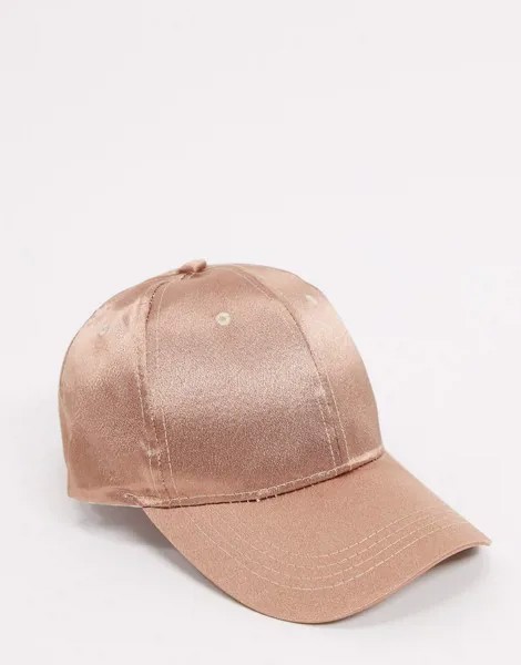 Атласная кепка серо-коричневого цвета Glamorous-Бежевый