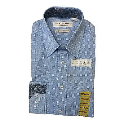 Мужская рубашка на пуговицах Nick Graham Everywhere L / S Stretch Modern Fit (синяя, XL)