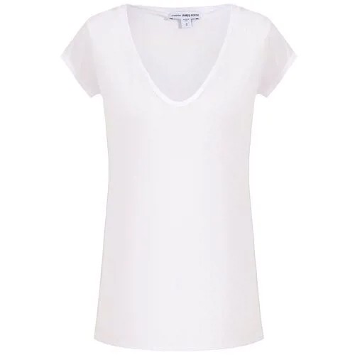 James Perse Белая футболка из хлопка с V-образным вырезом