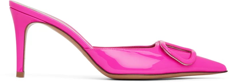 Розовые туфли на каблуке с логотипом V Valentino Garavani