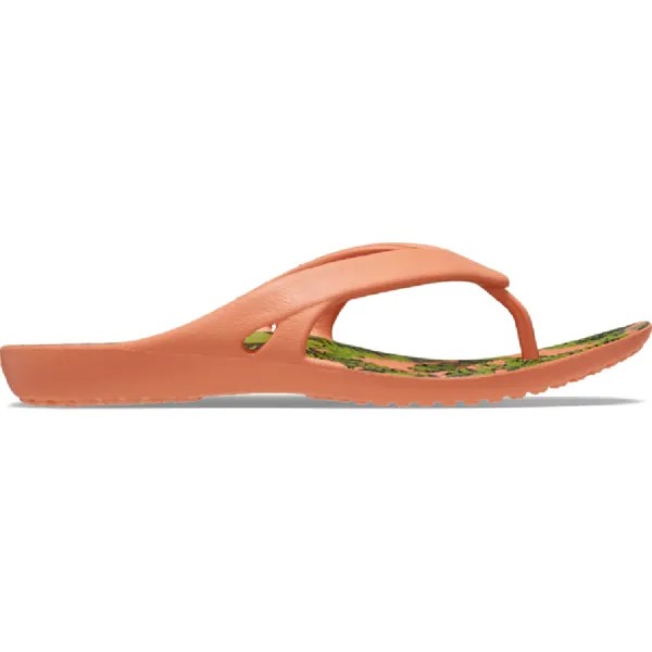 Сланцы Crocs Women’s Kadee Palm Print II Flip, светло-оранжевый/зеленый
