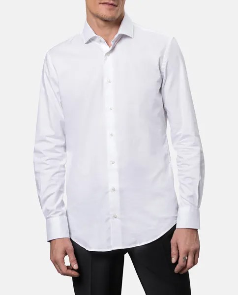 Однотонная мужская белая рубашка из твила стрейч City NOS Pierre Cardin, белый