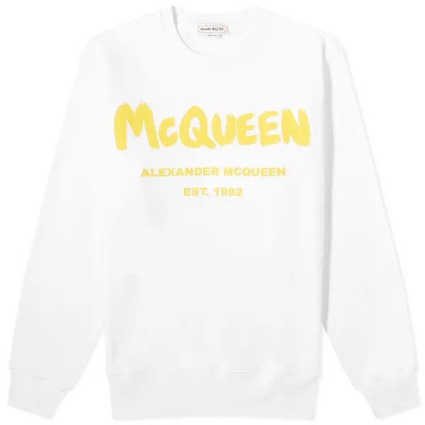 Свитшот Alexander Mcqueen Graffiti Logo, белый и желтый