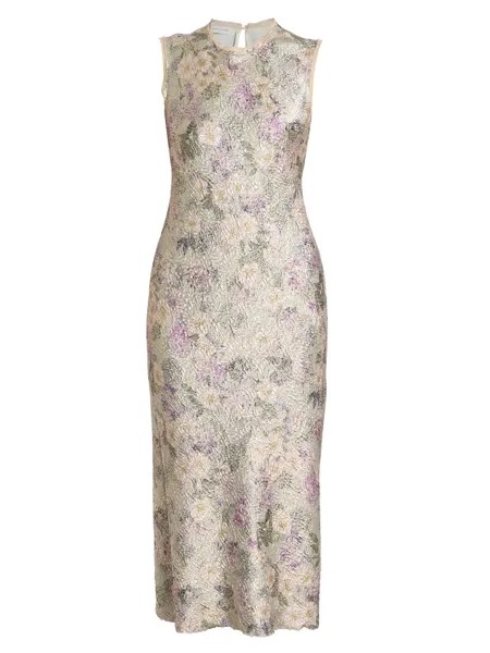 Жаккардовое платье-миди с цветочным принтом Dries Van Noten, мятный