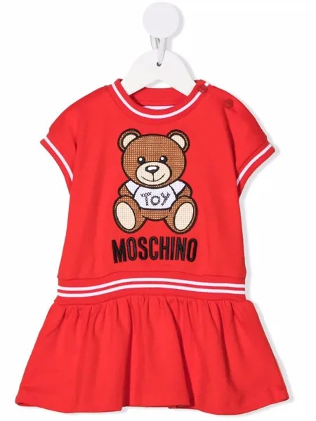 Moschino Kids платье-футболка с принтом Teddy Bear