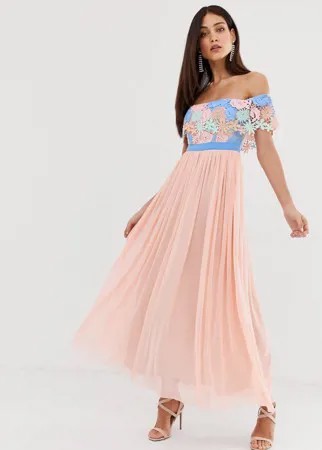 Платье макси с кружевной отделкой Forever U-Розовый